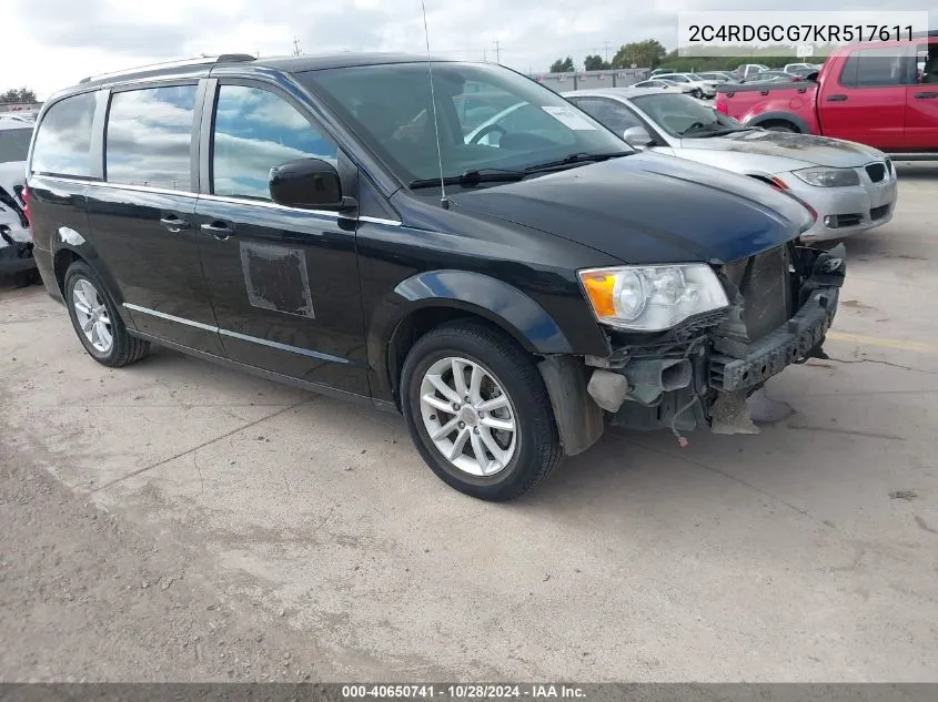 2019 Dodge Grand Caravan Sxt VIN: 2C4RDGCG7KR517611 Lot: 40650741