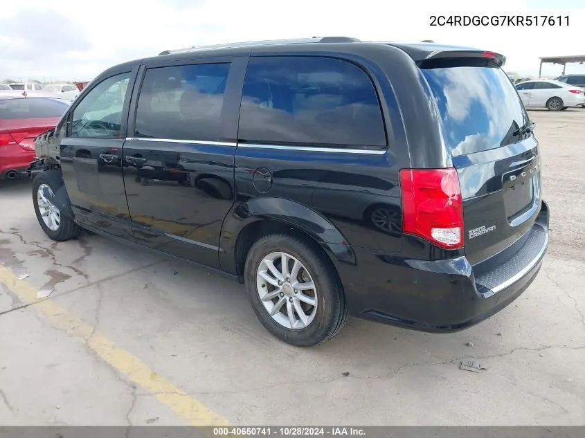 2019 Dodge Grand Caravan Sxt VIN: 2C4RDGCG7KR517611 Lot: 40650741