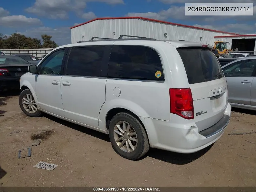 2019 Dodge Grand Caravan Sxt VIN: 2C4RDGCG3KR771414 Lot: 40653198