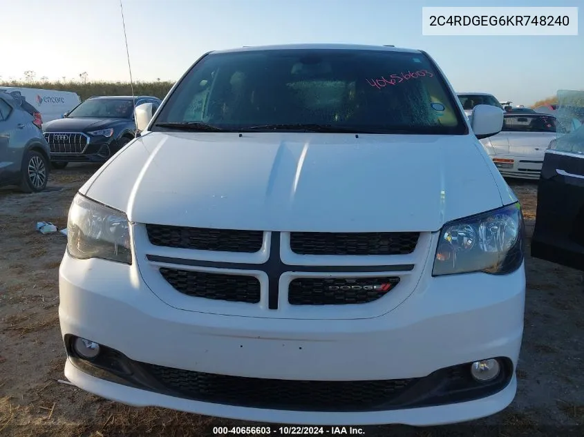 2019 Dodge Grand Caravan Gt VIN: 2C4RDGEG6KR748240 Lot: 40656603