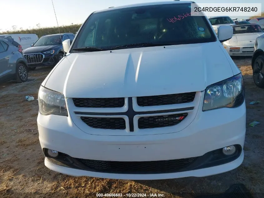 2019 Dodge Grand Caravan Gt VIN: 2C4RDGEG6KR748240 Lot: 40656603