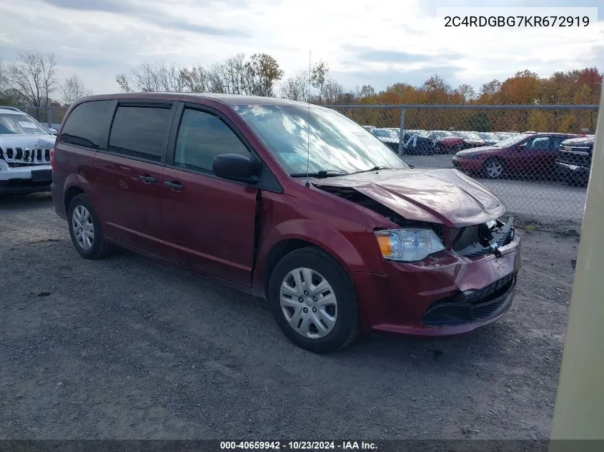 2C4RDGBG7KR672919 2019 Dodge Grand Caravan Se