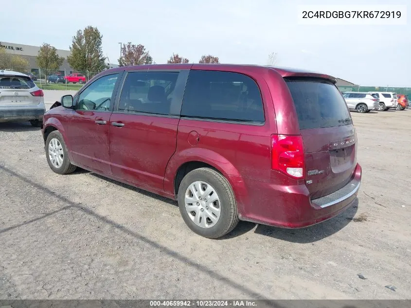 2C4RDGBG7KR672919 2019 Dodge Grand Caravan Se