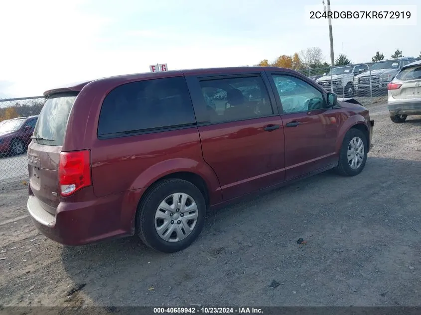 2C4RDGBG7KR672919 2019 Dodge Grand Caravan Se