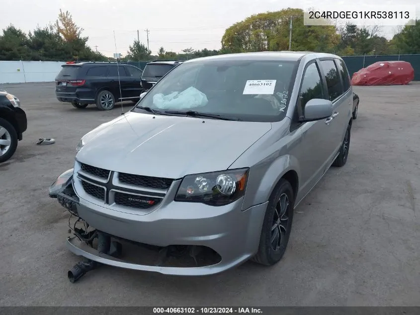 2019 Dodge Grand Caravan Gt VIN: 2C4RDGEG1KR538113 Lot: 40663102