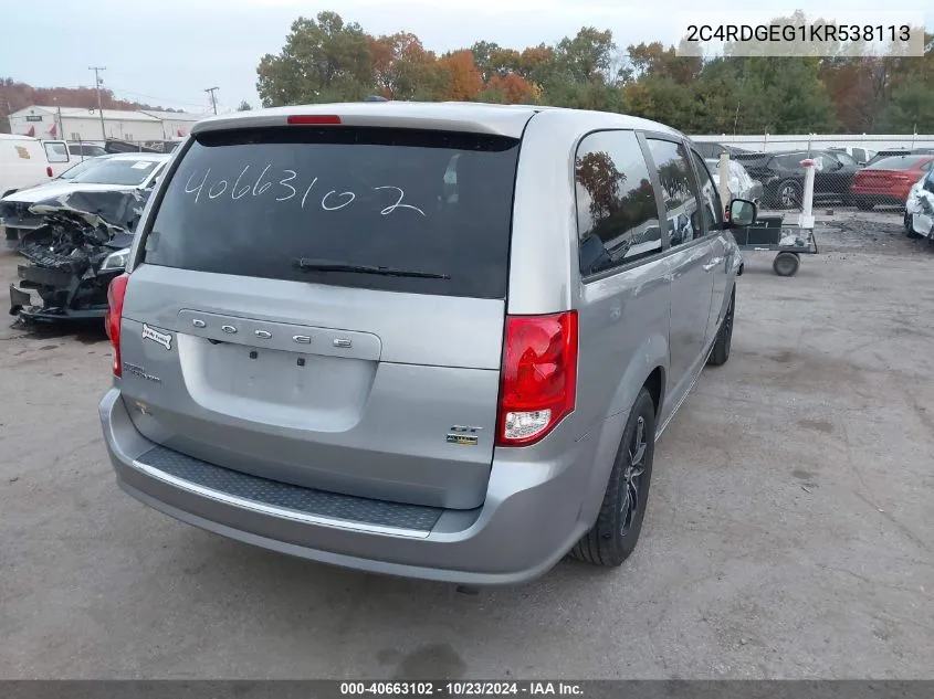 2019 Dodge Grand Caravan Gt VIN: 2C4RDGEG1KR538113 Lot: 40663102