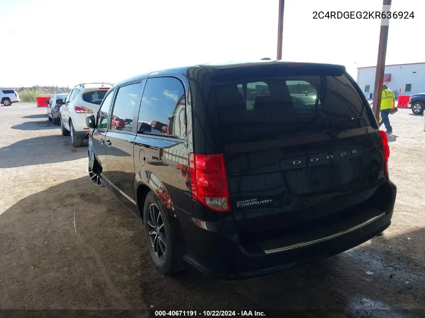 2C4RDGEG2KR636924 2019 Dodge Grand Caravan Gt