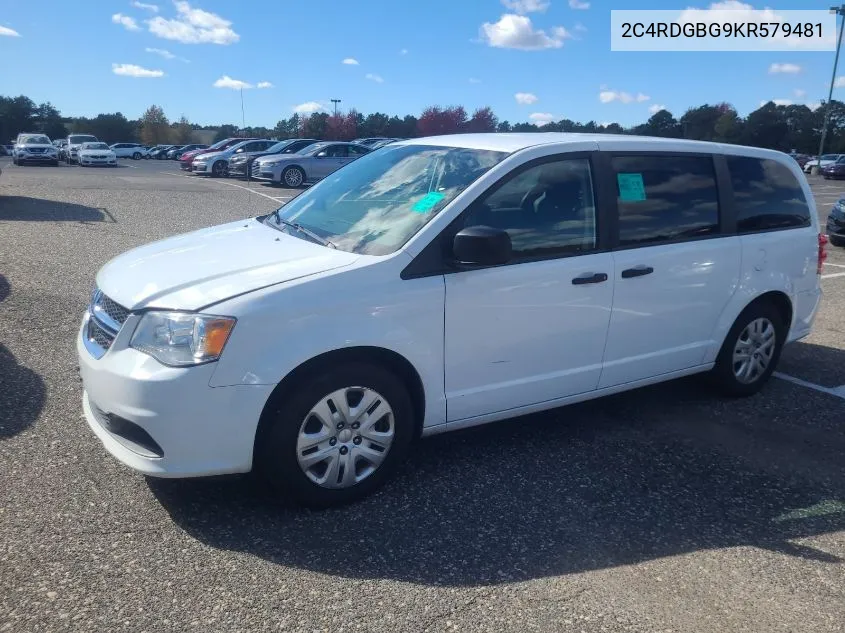 2019 Dodge Grand Caravan Se VIN: 2C4RDGBG9KR579481 Lot: 40673538