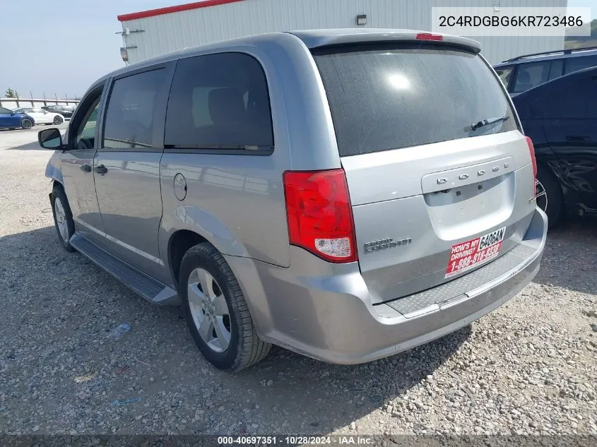 2019 Dodge Grand Caravan Se VIN: 2C4RDGBG6KR723486 Lot: 40697351