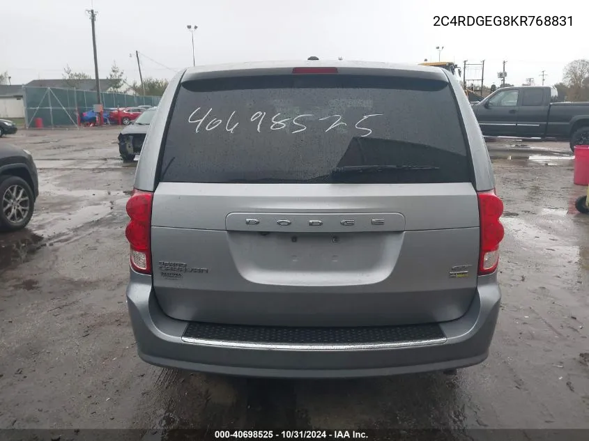 2019 Dodge Grand Caravan Gt VIN: 2C4RDGEG8KR768831 Lot: 40698525