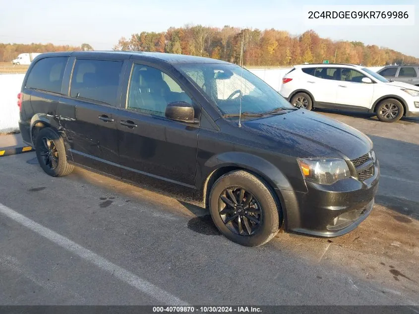 2019 Dodge Grand Caravan Gt VIN: 2C4RDGEG9KR769986 Lot: 40709870