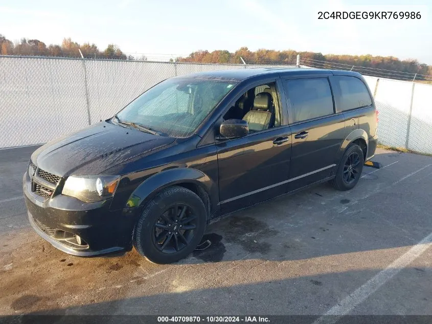 2019 Dodge Grand Caravan Gt VIN: 2C4RDGEG9KR769986 Lot: 40709870