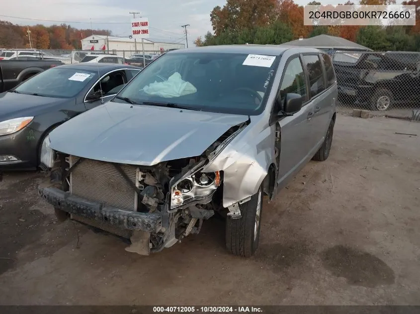 2019 Dodge Grand Caravan Se VIN: 2C4RDGBG0KR726660 Lot: 40712005