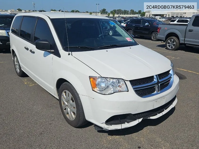 2019 Dodge Grand Caravan Se VIN: 2C4RDGBG7KR579463 Lot: 40719641