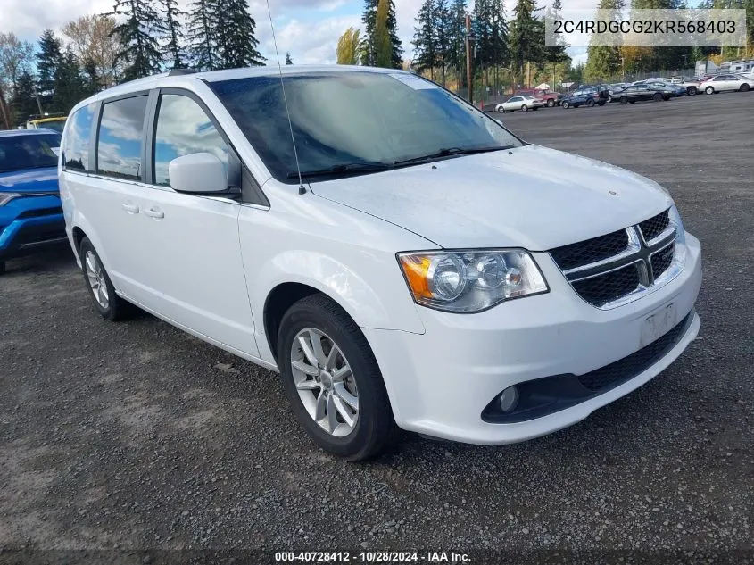 2019 Dodge Grand Caravan Sxt VIN: 2C4RDGCG2KR568403 Lot: 40728412