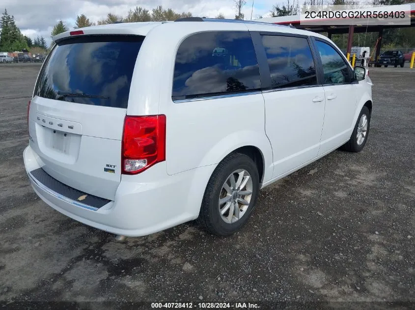 2019 Dodge Grand Caravan Sxt VIN: 2C4RDGCG2KR568403 Lot: 40728412