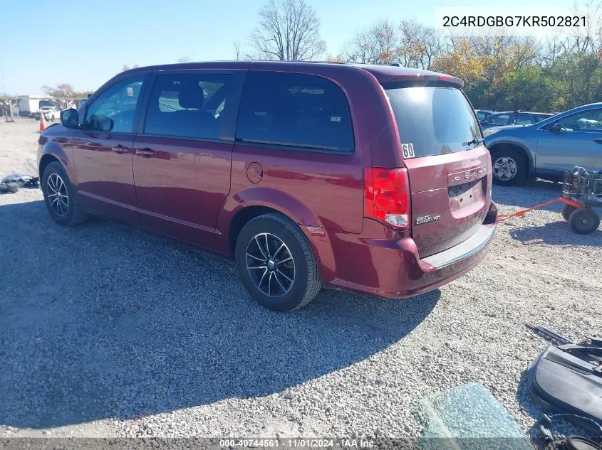 2019 Dodge Grand Caravan Se Plus VIN: 2C4RDGBG7KR502821 Lot: 40744561