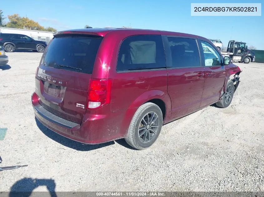 2019 Dodge Grand Caravan Se Plus VIN: 2C4RDGBG7KR502821 Lot: 40744561