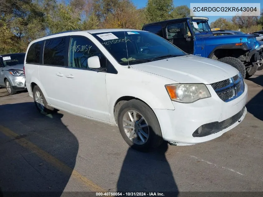 2019 Dodge Grand Caravan Sxt VIN: 2C4RDGCG2KR643004 Lot: 40750054