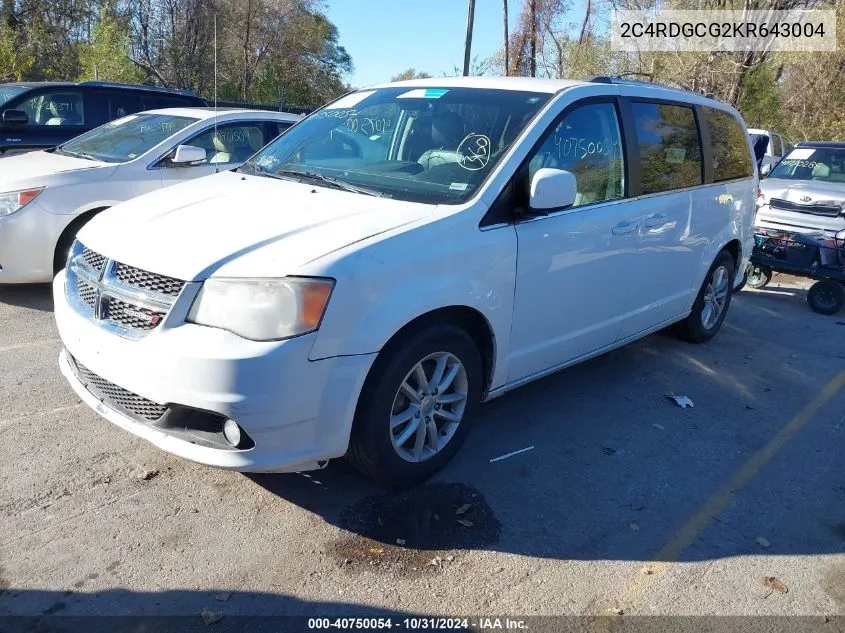 2019 Dodge Grand Caravan Sxt VIN: 2C4RDGCG2KR643004 Lot: 40750054