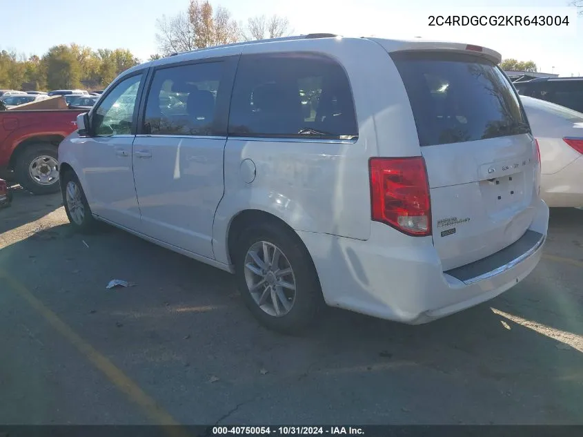 2019 Dodge Grand Caravan Sxt VIN: 2C4RDGCG2KR643004 Lot: 40750054