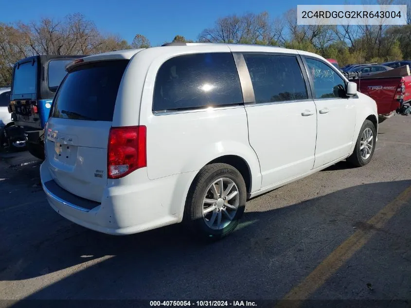 2019 Dodge Grand Caravan Sxt VIN: 2C4RDGCG2KR643004 Lot: 40750054