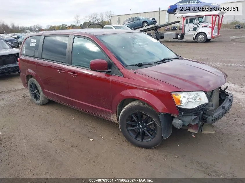 2019 Dodge Grand Caravan Gt VIN: 2C4RDGEG5KR768981 Lot: 40769051