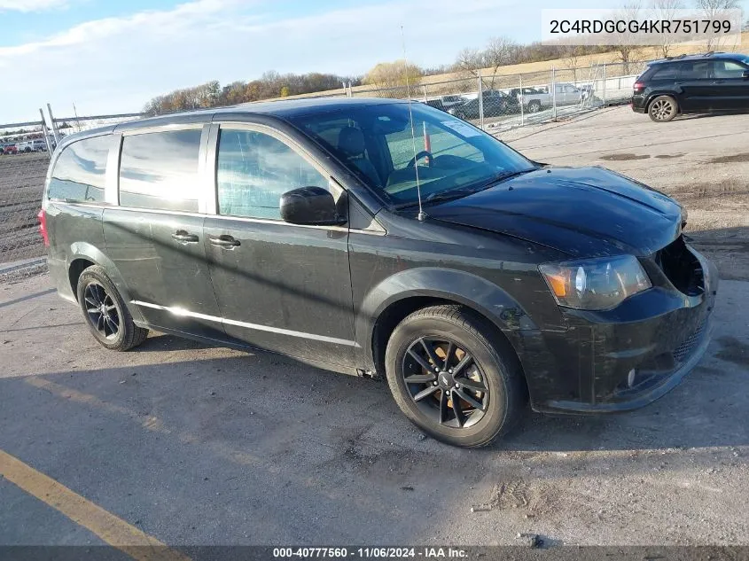 2019 Dodge Grand Caravan Sxt VIN: 2C4RDGCG4KR751799 Lot: 40777560