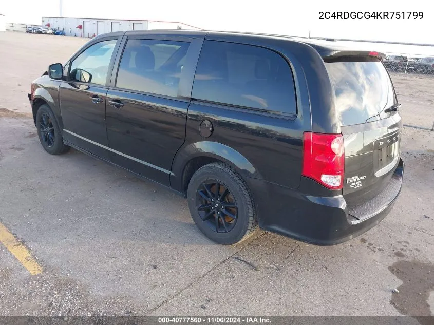 2019 Dodge Grand Caravan Sxt VIN: 2C4RDGCG4KR751799 Lot: 40777560