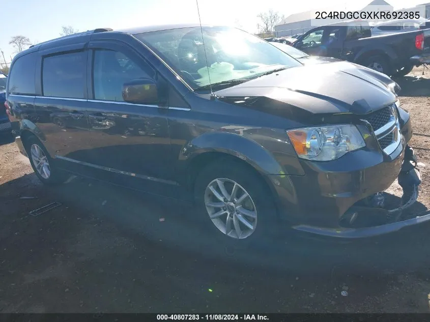 2019 Dodge Grand Caravan Sxt VIN: 2C4RDGCGXKR692385 Lot: 40807283