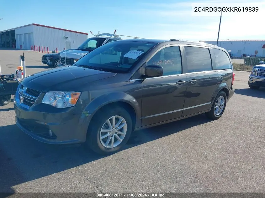 2019 Dodge Grand Caravan Sxt VIN: 2C4RDGCGXKR619839 Lot: 40812071