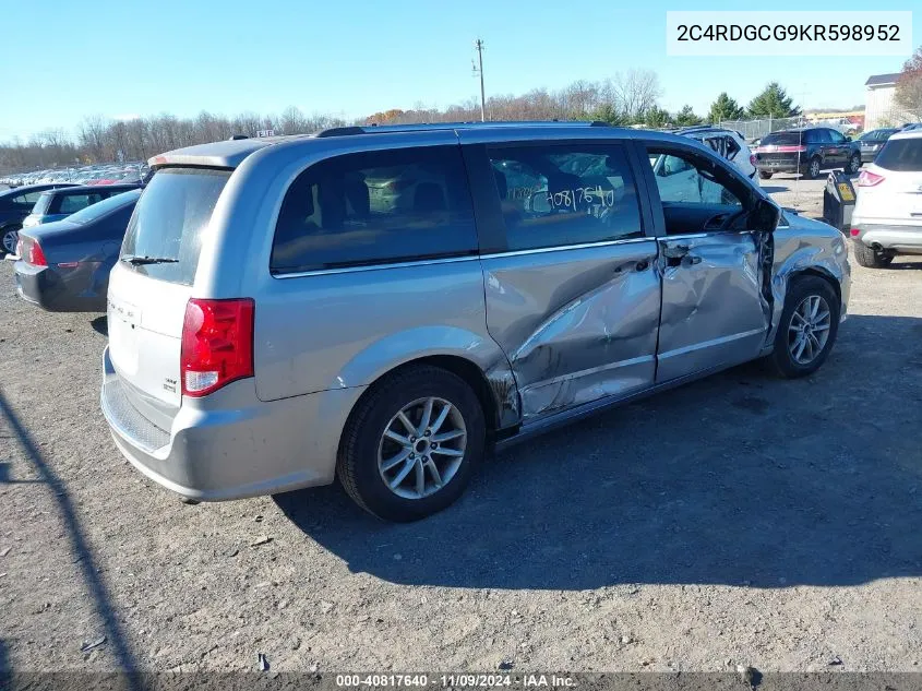 2C4RDGCG9KR598952 2019 Dodge Grand Caravan Sxt