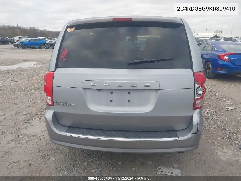 2019 Dodge Grand Caravan Se VIN: 2C4RDGBG9KR809410 Lot: 40833464