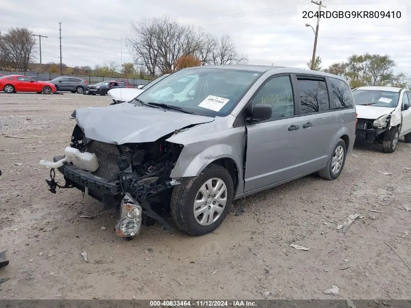 2019 Dodge Grand Caravan Se VIN: 2C4RDGBG9KR809410 Lot: 40833464