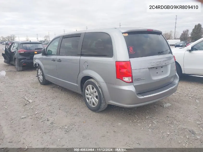 2019 Dodge Grand Caravan Se VIN: 2C4RDGBG9KR809410 Lot: 40833464