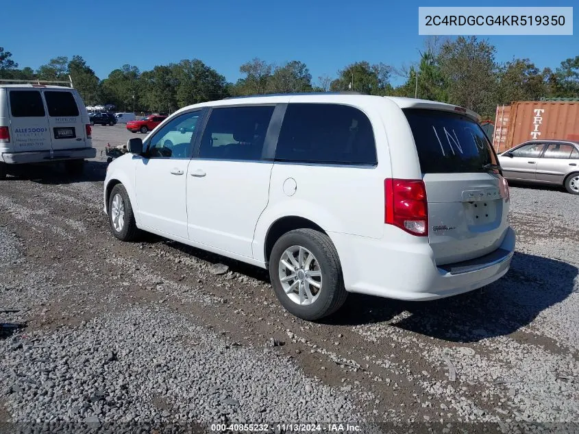 2019 Dodge Grand Caravan Sxt VIN: 2C4RDGCG4KR519350 Lot: 40855232