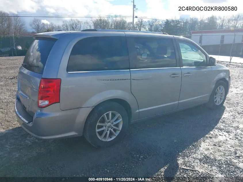 2019 Dodge Grand Caravan Sxt VIN: 2C4RDGCG2KR800580 Lot: 40910946