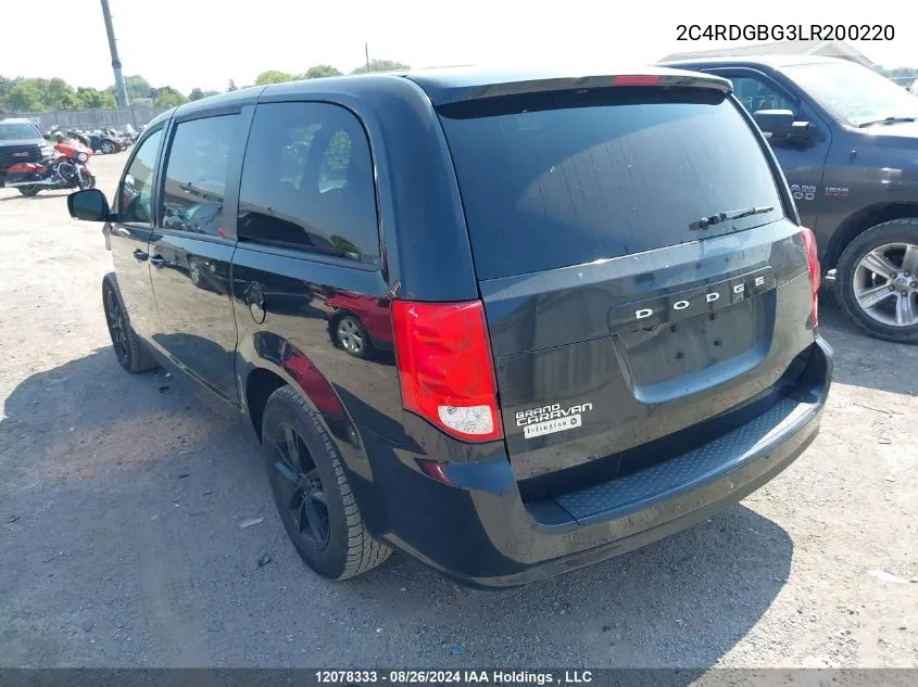 2020 Dodge Grand Caravan Se VIN: 2C4RDGBG3LR200220 Lot: 12078333