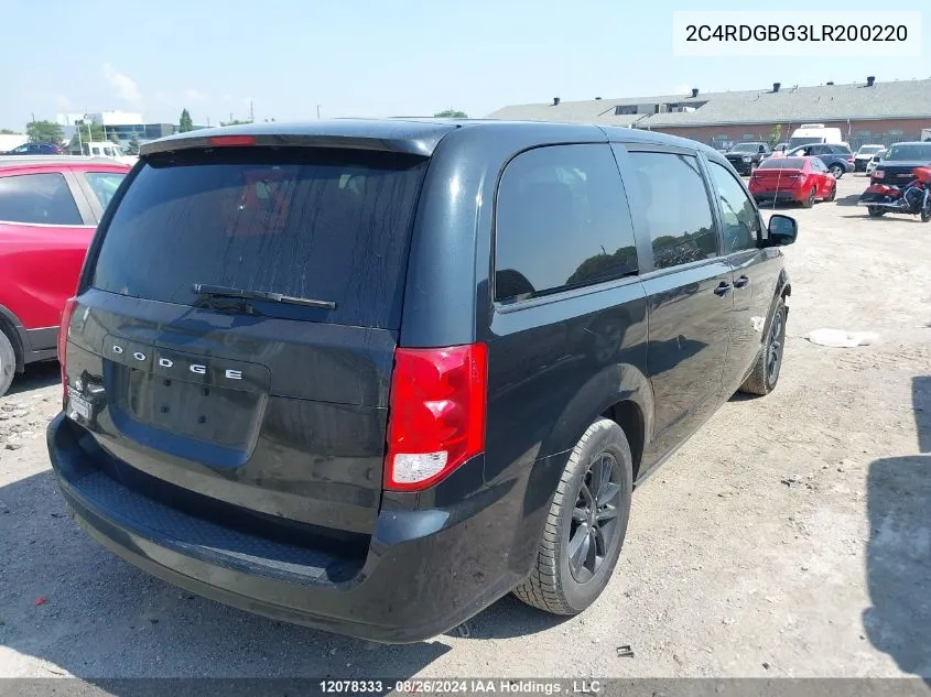 2020 Dodge Grand Caravan Se VIN: 2C4RDGBG3LR200220 Lot: 12078333