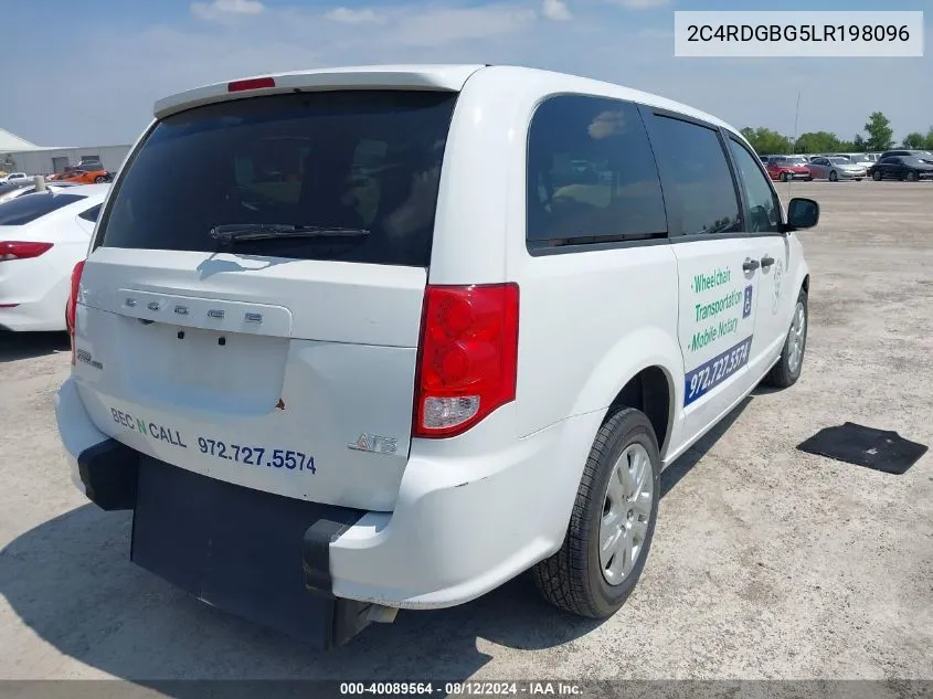 2020 Dodge Grand Caravan Se VIN: 2C4RDGBG5LR198096 Lot: 40089564