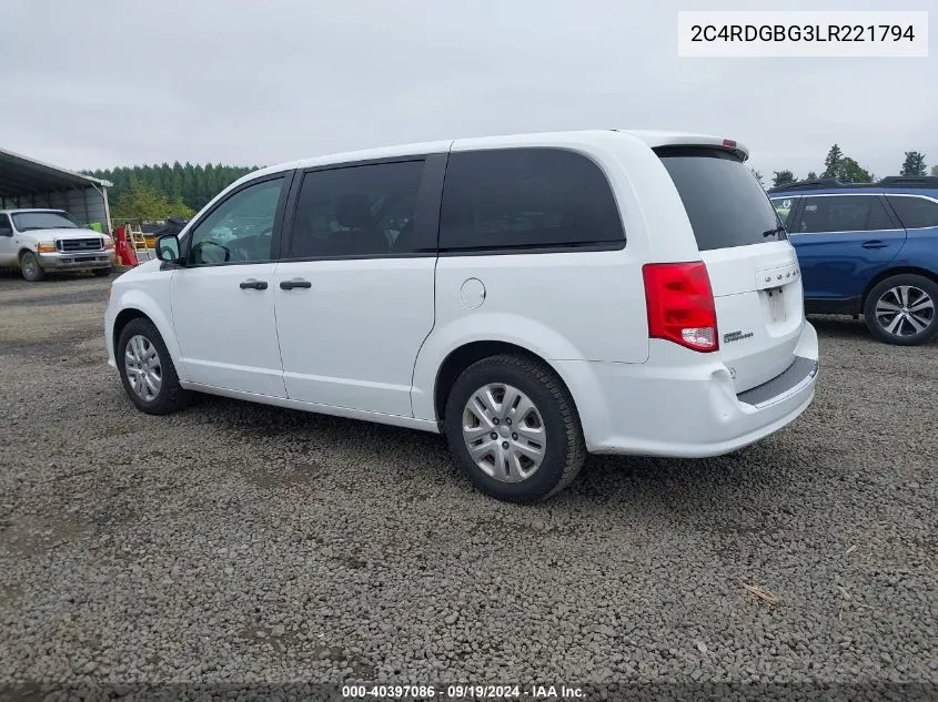 2C4RDGBG3LR221794 2020 Dodge Grand Caravan Se