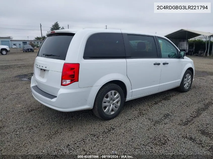 2020 Dodge Grand Caravan Se VIN: 2C4RDGBG3LR221794 Lot: 40397086