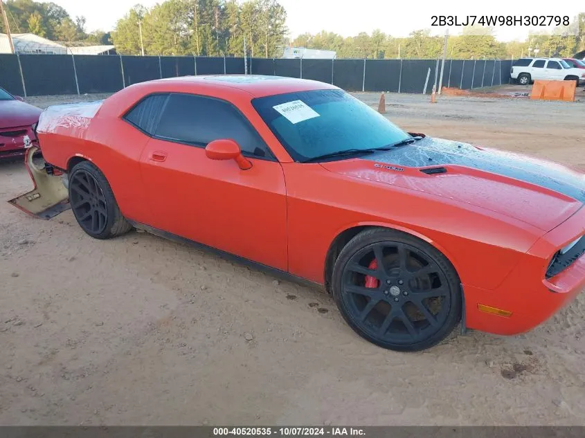 2008 Dodge Challenger Srt8 VIN: 2B3LJ74W98H302798 Lot: 40520535