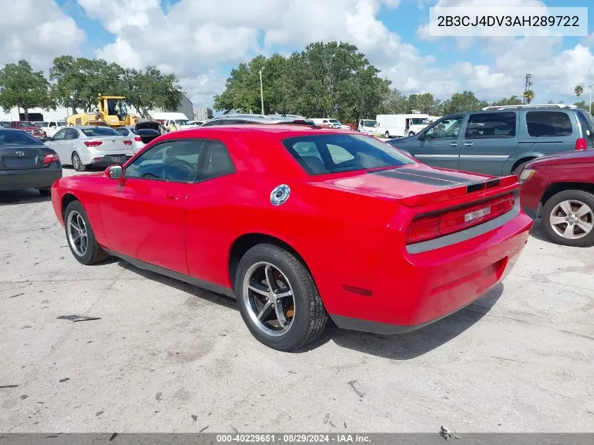 2010 Dodge Challenger Se VIN: 2B3CJ4DV3AH289722 Lot: 40229651