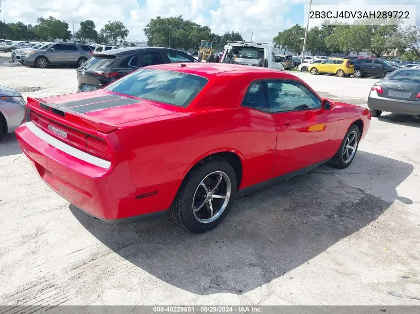 2B3CJ4DV3AH289722 2010 Dodge Challenger Se