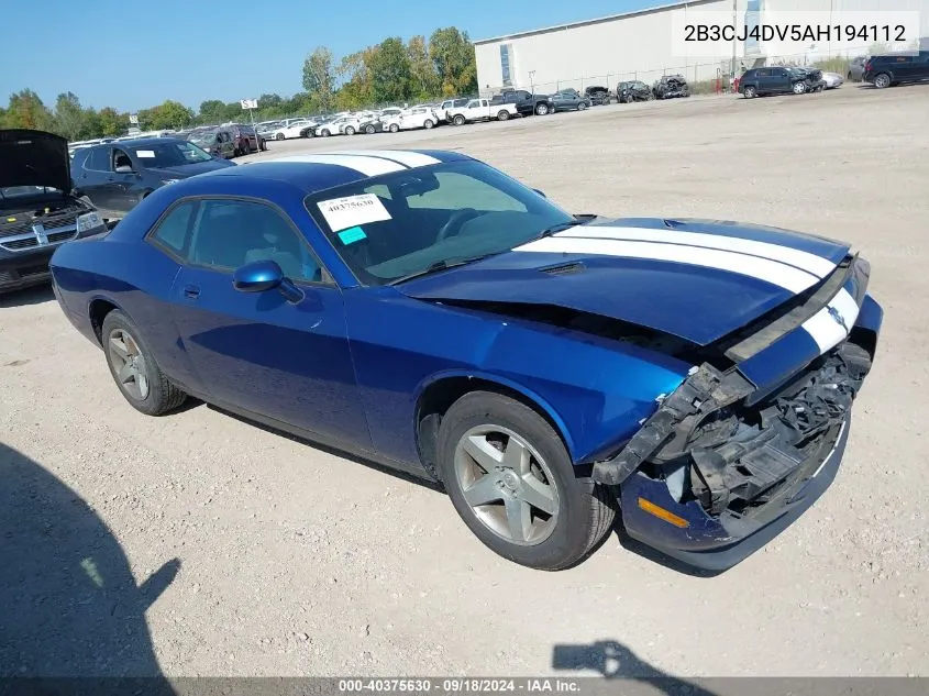 2010 Dodge Challenger Se VIN: 2B3CJ4DV5AH194112 Lot: 40375630