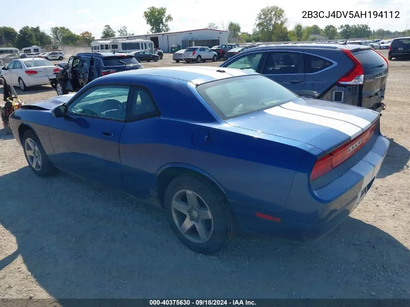 2010 Dodge Challenger Se VIN: 2B3CJ4DV5AH194112 Lot: 40375630