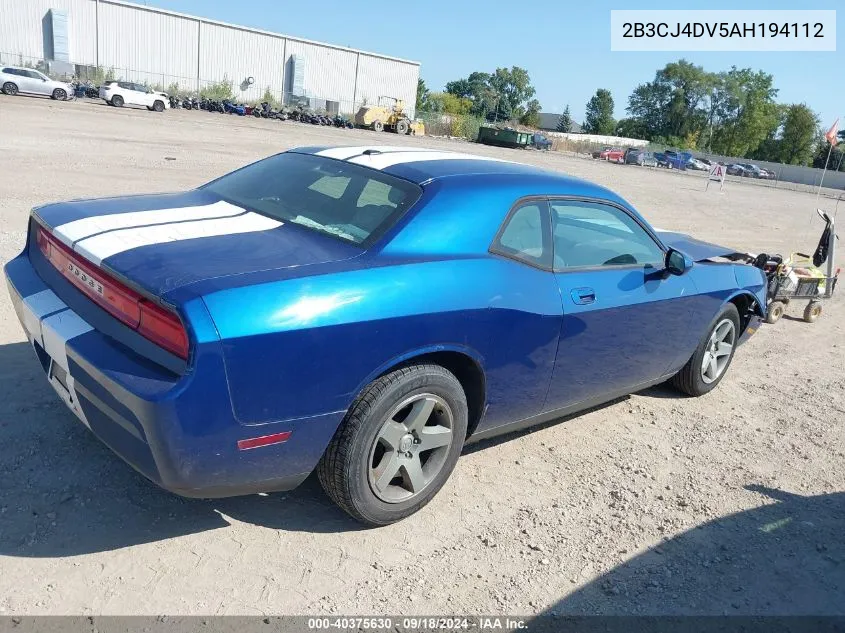 2010 Dodge Challenger Se VIN: 2B3CJ4DV5AH194112 Lot: 40375630