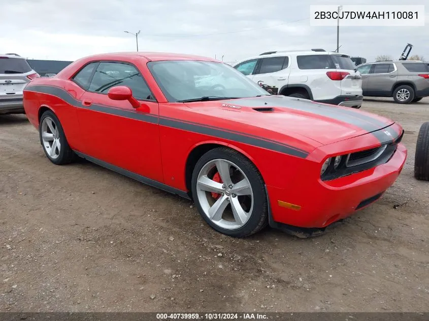 2010 Dodge Challenger Srt8 VIN: 2B3CJ7DW4AH110081 Lot: 40739959