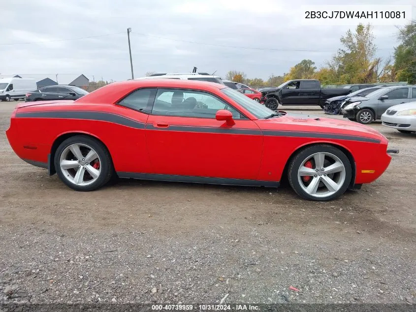 2010 Dodge Challenger Srt8 VIN: 2B3CJ7DW4AH110081 Lot: 40739959